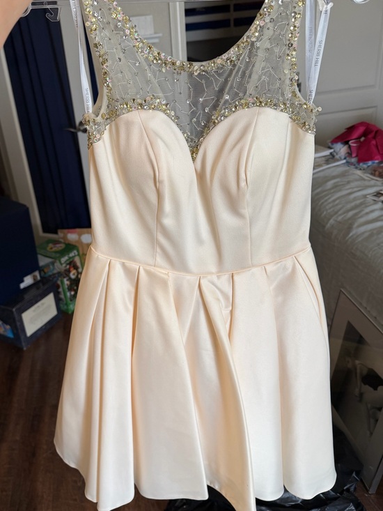 Sherri Hill Dresses & Skirts - Sherri Hill Cream and Silver Embellished Illusion Prom Dress